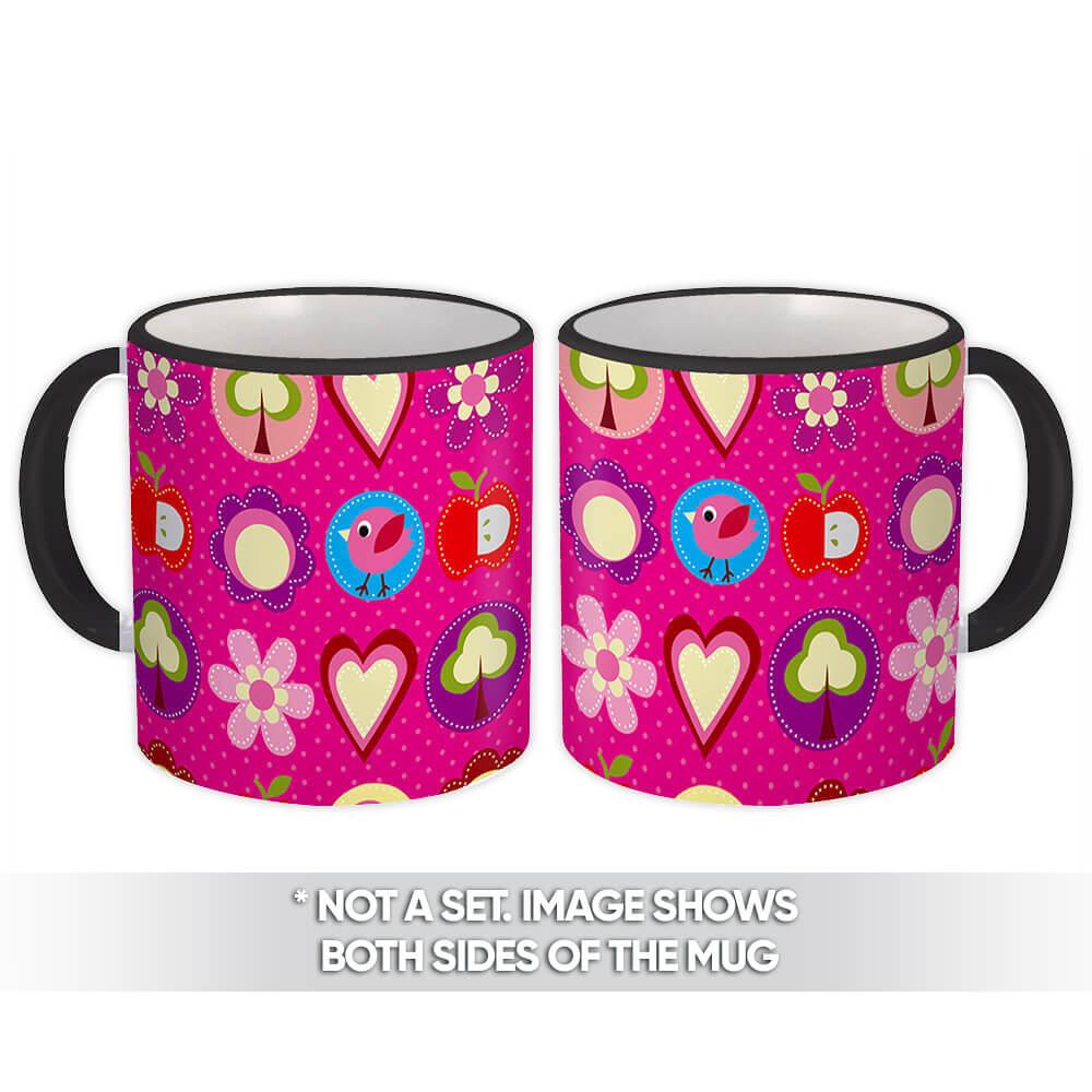 Gift Mug : Baby Bird Heart Flower Love Pattern Child Friend Girl Pink Apple Tree