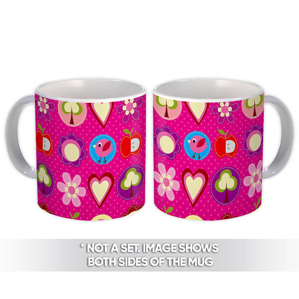 Gift Mug : Baby Bird Heart Flower Love Pattern Child Friend Girl Pink Apple Tree