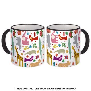 Cute Zoo Safari Animals : Gift Mug Pattern For Kid Baby Shower Nursery Decor Polka Dots
