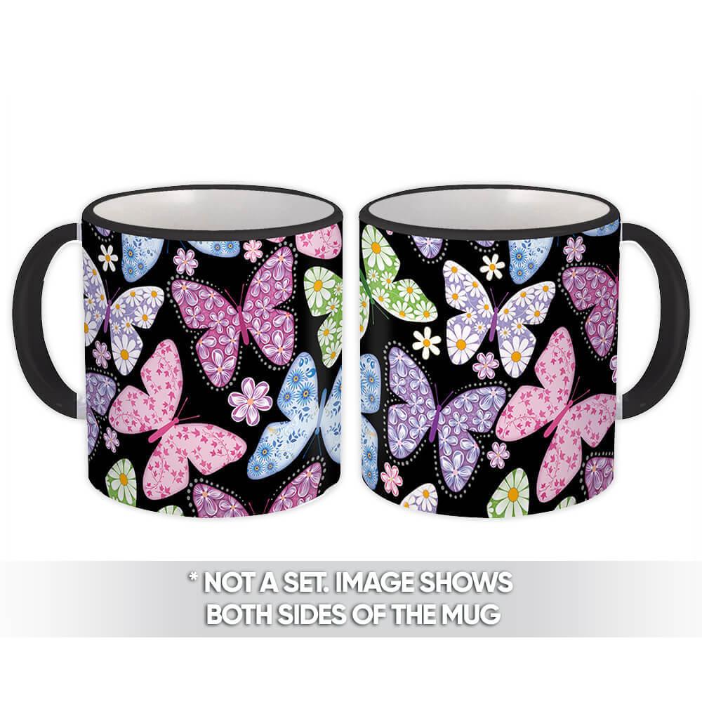 Gift Mug : Flower Printed Butterflies Pattern Daisies Diy Friends Girl Room