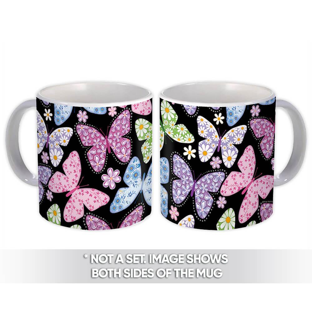 Gift Mug : Flower Printed Butterflies Pattern Daisies Diy Friends Girl Room