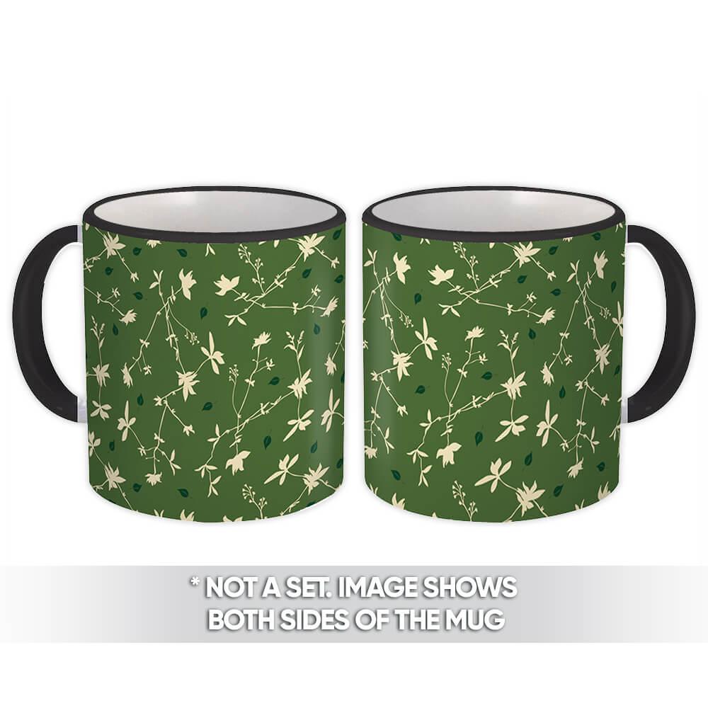 Gift Mug : Field Flower Plant Summer Leaves Greenery Pattern Carnation