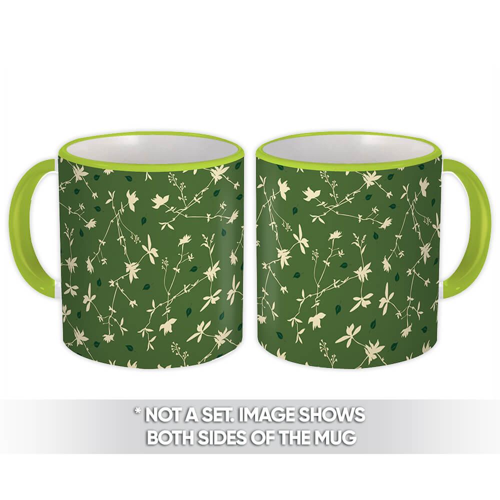 Gift Mug : Field Flower Plant Summer Leaves Greenery Pattern Carnation