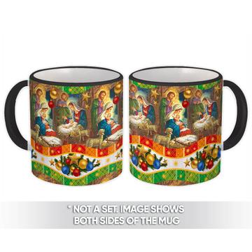 Vintage Birth Of Jesus : Gift Mug Christmas Pattern Advent Pattern Home Decor Balls
