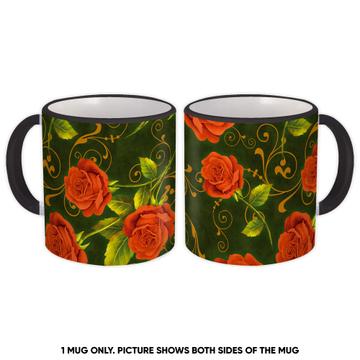 Rosebuds Fabric : Gift Mug Decor Floral Seamless Pattern Retro Roses Canvas Print