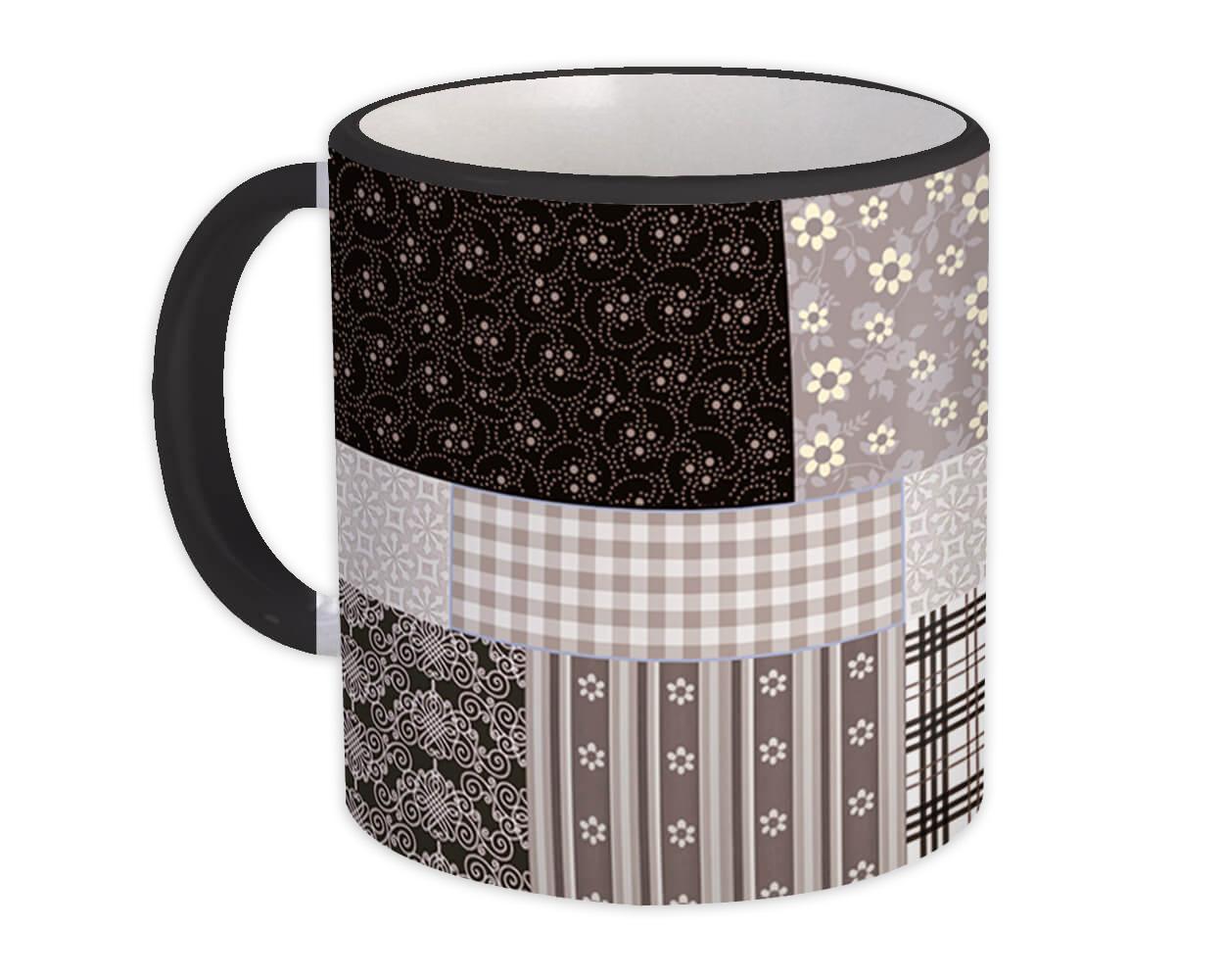 Gift Mug : Patchwork Arabesque All Occasion Birthday Christmas Xmas Brown Tones