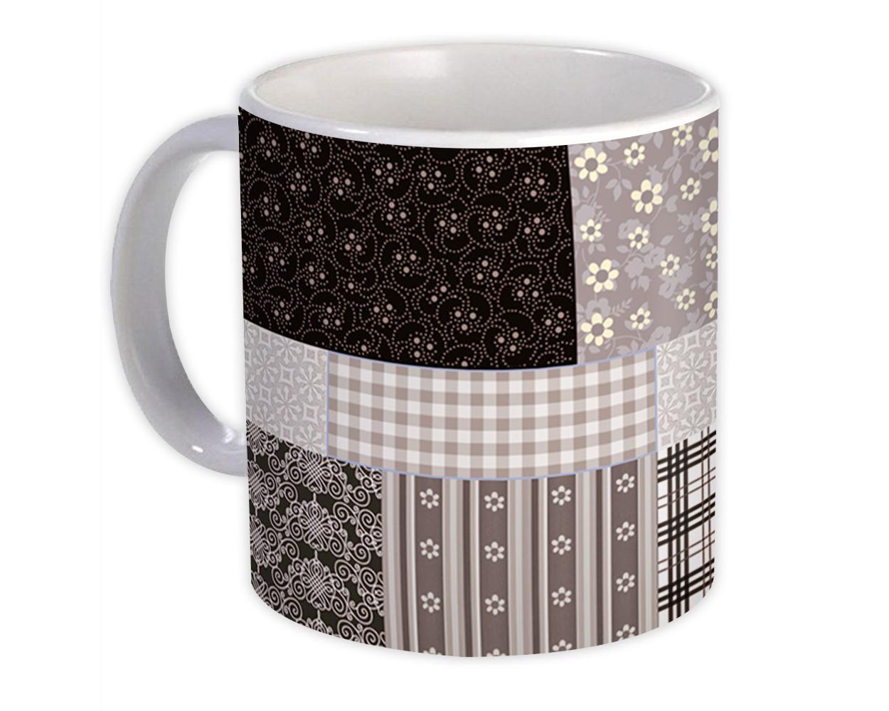 Gift Mug : Patchwork Arabesque All Occasion Birthday Christmas Xmas Brown Tones