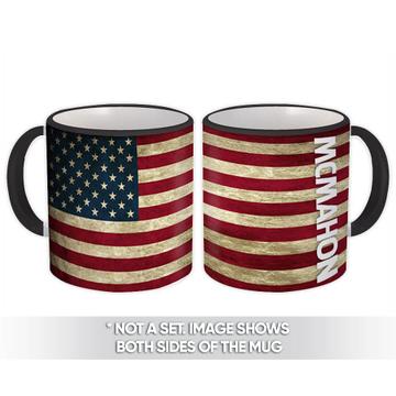 MCMAHON Family Name : Gift Mug American Flag Name USA United States Personalized
