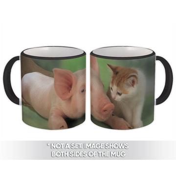 Cat and Pig : Gift Mug Cute Animals Pet Farm Funny Humor