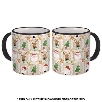 Funny Christmas Pattern : Gift Mug Santa Bear Reindeer For Kids Child Wishes Handmade Card