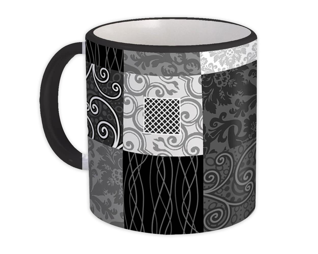 Gift Mug : Arabesque Patchwork Black Abstract All Occasion Birthday Christmas