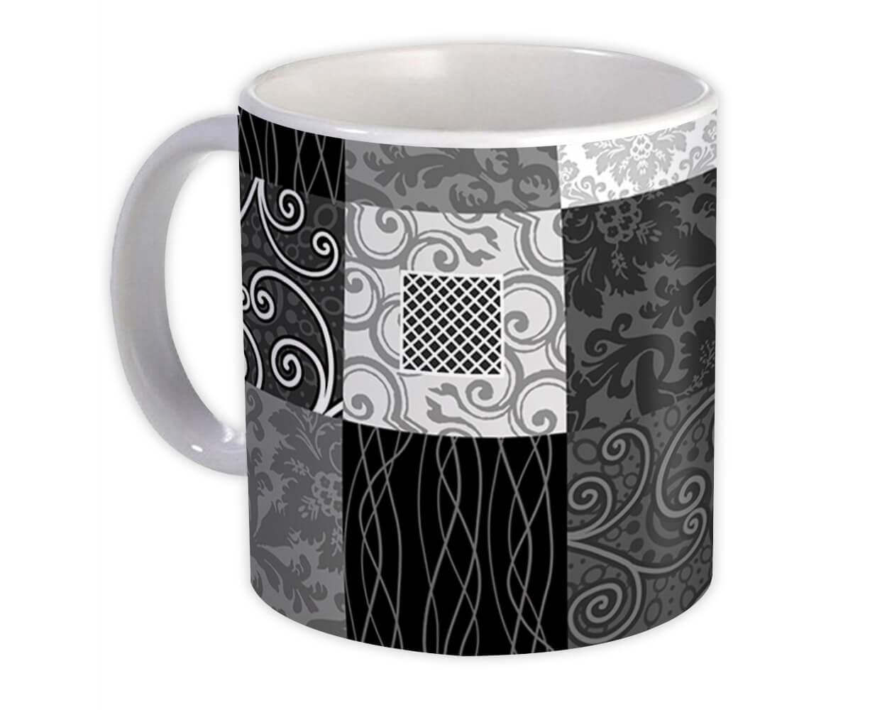 Gift Mug : Arabesque Patchwork Black Abstract All Occasion Birthday Christmas