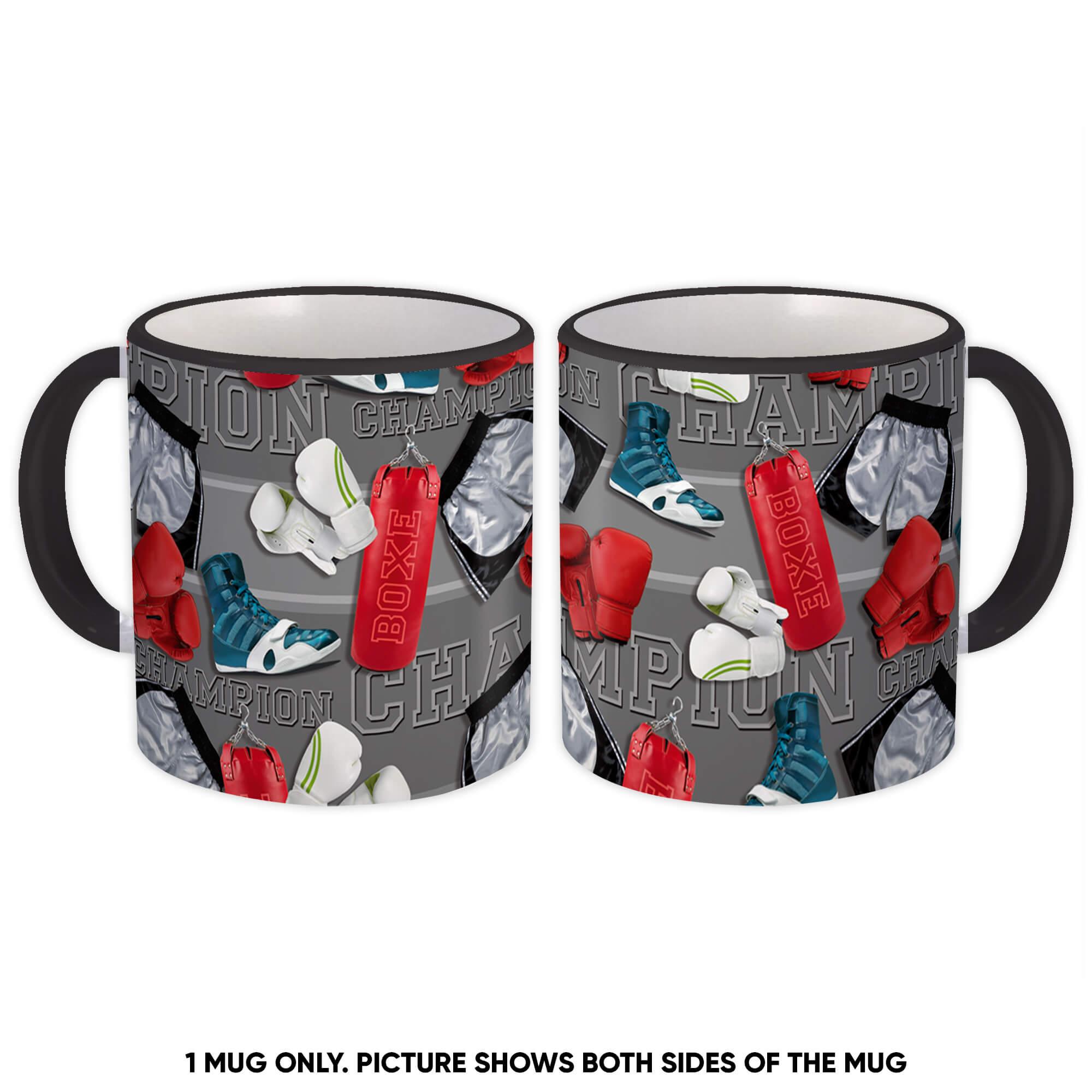 For Boxing Lover Boxer : Gift Mug Sport Pattern Boxe Fight Fighter Uniform Gloves Champion