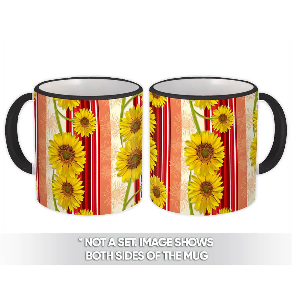 Gift Mug : Sunflowers Cluster Orange Color Pattern Stripes Floral Gerbera