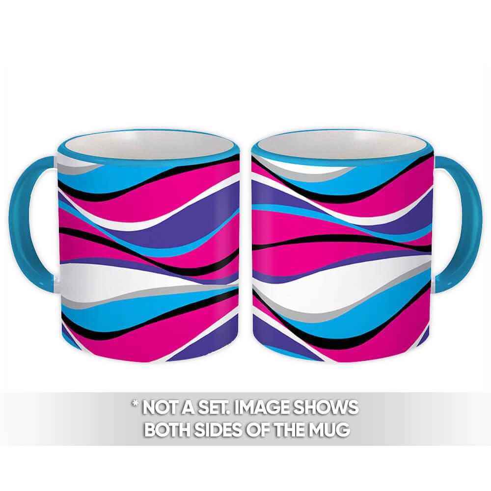 Gift Mug : Waves Pattern Modern Contemporary Home Decor Design Pink Blue