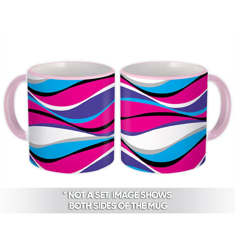 Gift Mug : Waves Pattern Modern Contemporary Home Decor Design Pink Blue