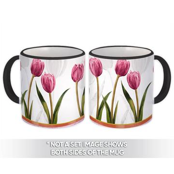 Tulip Sprig : Gift Mug Green Leaves Row Pattern Wedding Spring Abstract Border Diy Flower