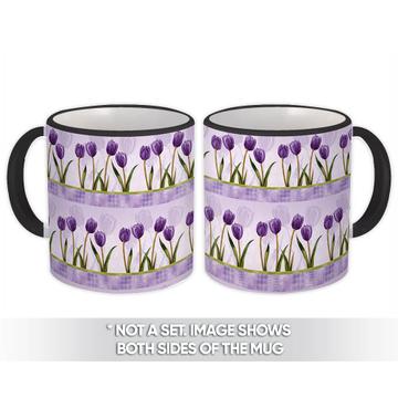 Tulip Sprig : Gift Mug Purple Floral Pattern Spring Rhombus Border Diy Leaf Shadow Mom