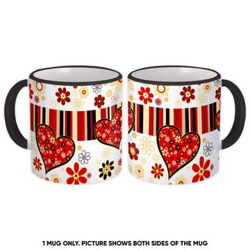Hearts Tiny Flowers : Gift Mug Be My Valentine Pattern Daisies Romantic Wall Decor