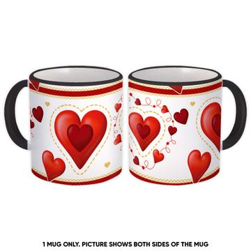 Heart In Love : Gift Mug Valentines Day Pattern Tracery Border Sweet Be Mine Garland