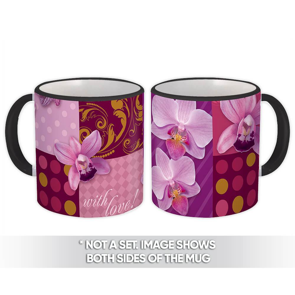 Gift Mug : Orchid Patchwork Abstract Patterns Ornament Valentine Tropical Sweet