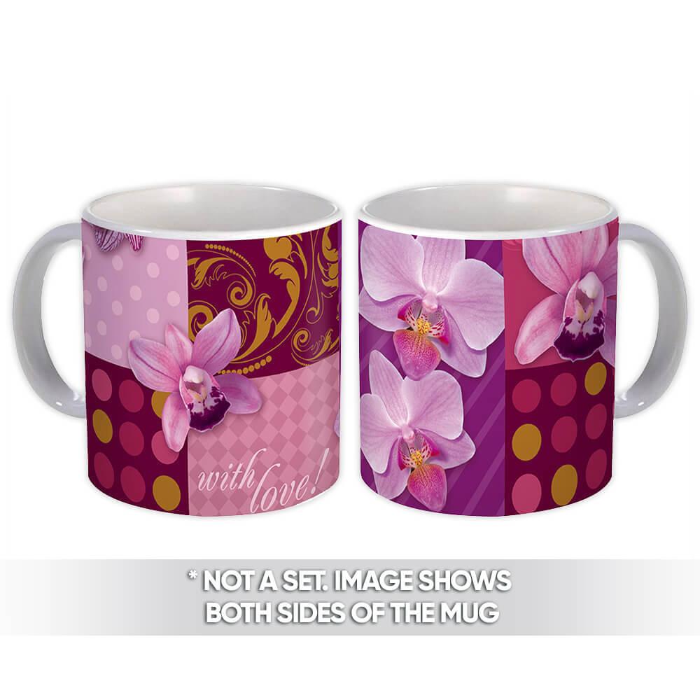 Gift Mug : Orchid Patchwork Abstract Patterns Ornament Valentine Tropical Sweet