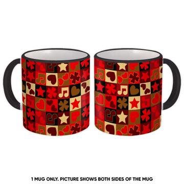 Hearts Musical Notes : Gift Mug Valentines Day Pattern Lovers Romantic Chocolates Star