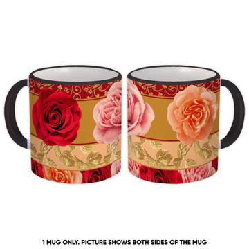 Tracery Rose Pattern : Gift Mug Mothers Day Valentine Arabesque Print Art