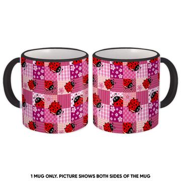 Cutie Ladybug Pattern : Gift Mug Patchwork Abstract Floral Kid Teen Girl Birthday Room Decor