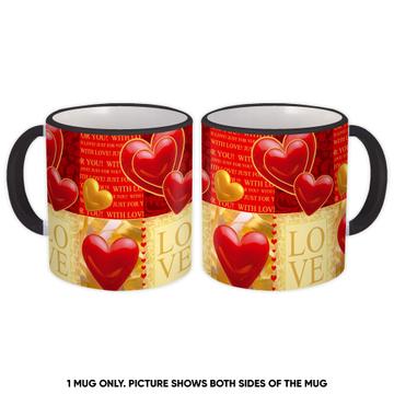 Love Hearts : Gift Mug Valentines Day Arabesque Pattern Romantic Passion Square Diy