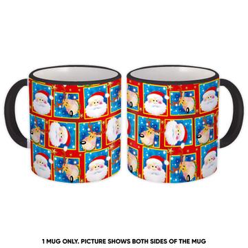 Funny Christmas Santa Face : Gift Mug Pattern Reindeer Seasons Greetings For Kids Winter