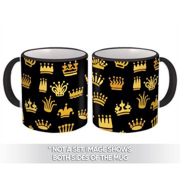 Crowns : Gift Mug Anniversary Celebration Princess Sweet Sixteen Party Decor Pattern