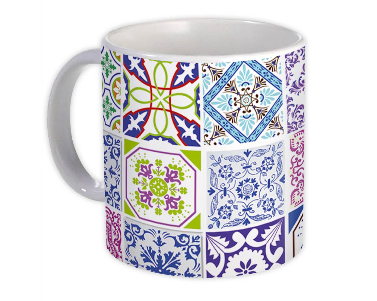 Gift Mug : Mosaic Tiles Patchwork Pastel All Occasion Decor