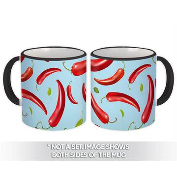 Red Hot Peppers : Gift Mug Chilly Pattern Mexico Salsa Jalapenos Kitchen Decor Vegs