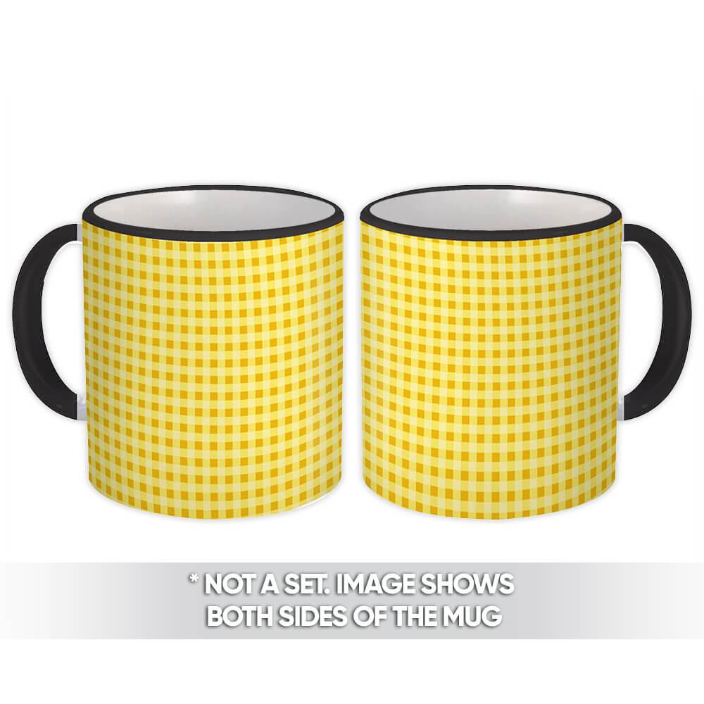 Gift Mug : Checkered Pattern Squared Chess Abstract Kitchen Easter Border Yellow