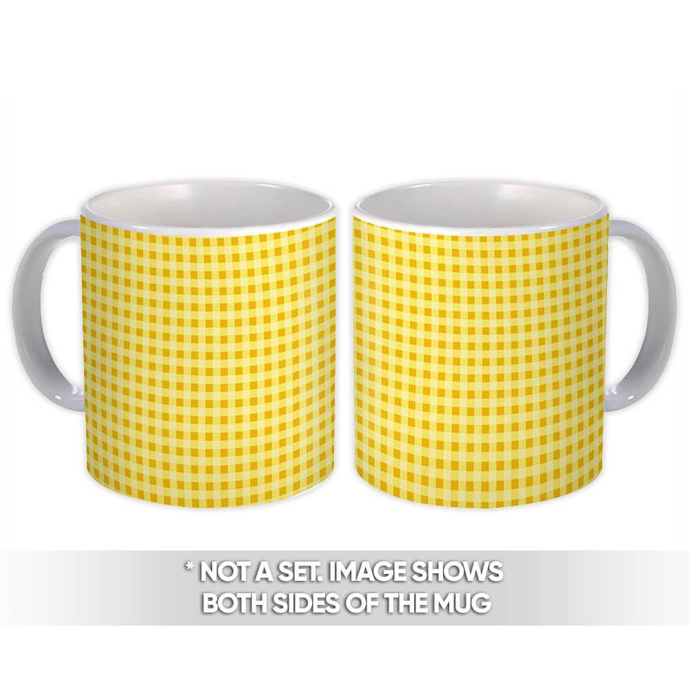 Gift Mug : Checkered Pattern Squared Chess Abstract Kitchen Easter Border Yellow