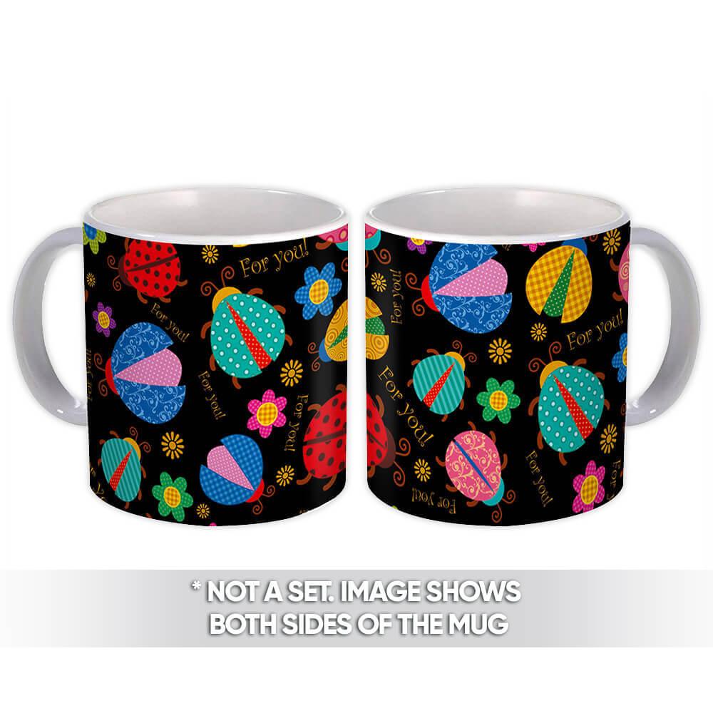 Gift Mug : Patterned Ladybugs Colorful Patchwork Daisy Flowers Female Mom Diy