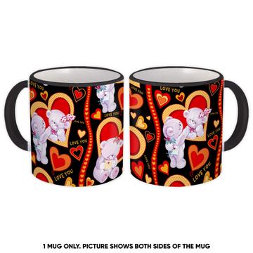 Love You Bears : Gift Mug Valentines Day Romantic Pattern Hearts Teddy Bear Kids Child