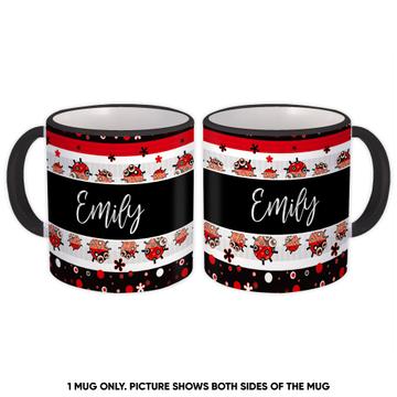 Funny Ladybug Pattern : Gift Mug Polka Dots Stripes Kids Children Girlish Room Decor Cute