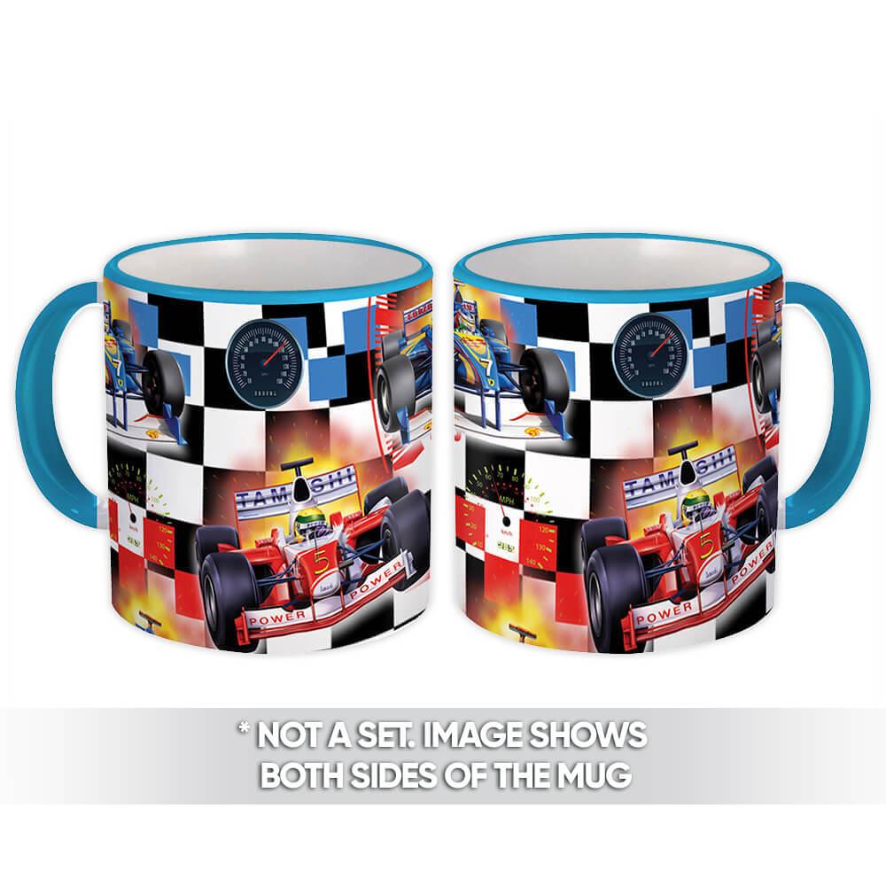 Gift Mug : Racing Car Checkered Pattern Rally Sports Kids Teenager Hobby