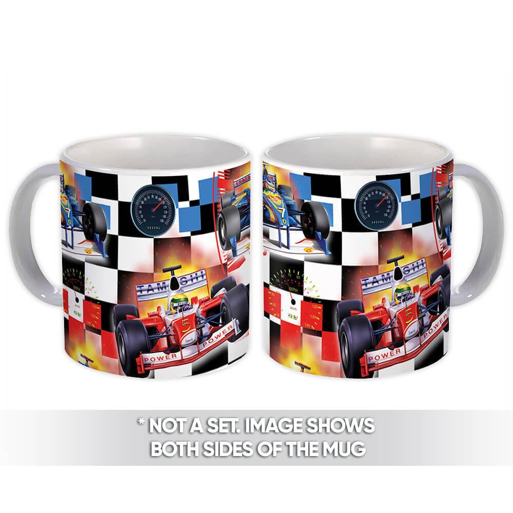 Gift Mug : Racing Car Checkered Pattern Rally Sports Kids Teenager Hobby