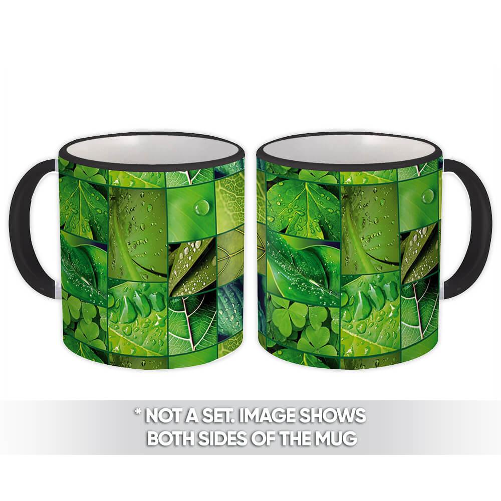 Gift Mug : Leaves Rain Trefoil Greenery Summer Mosaic Pattern Water Drop Good