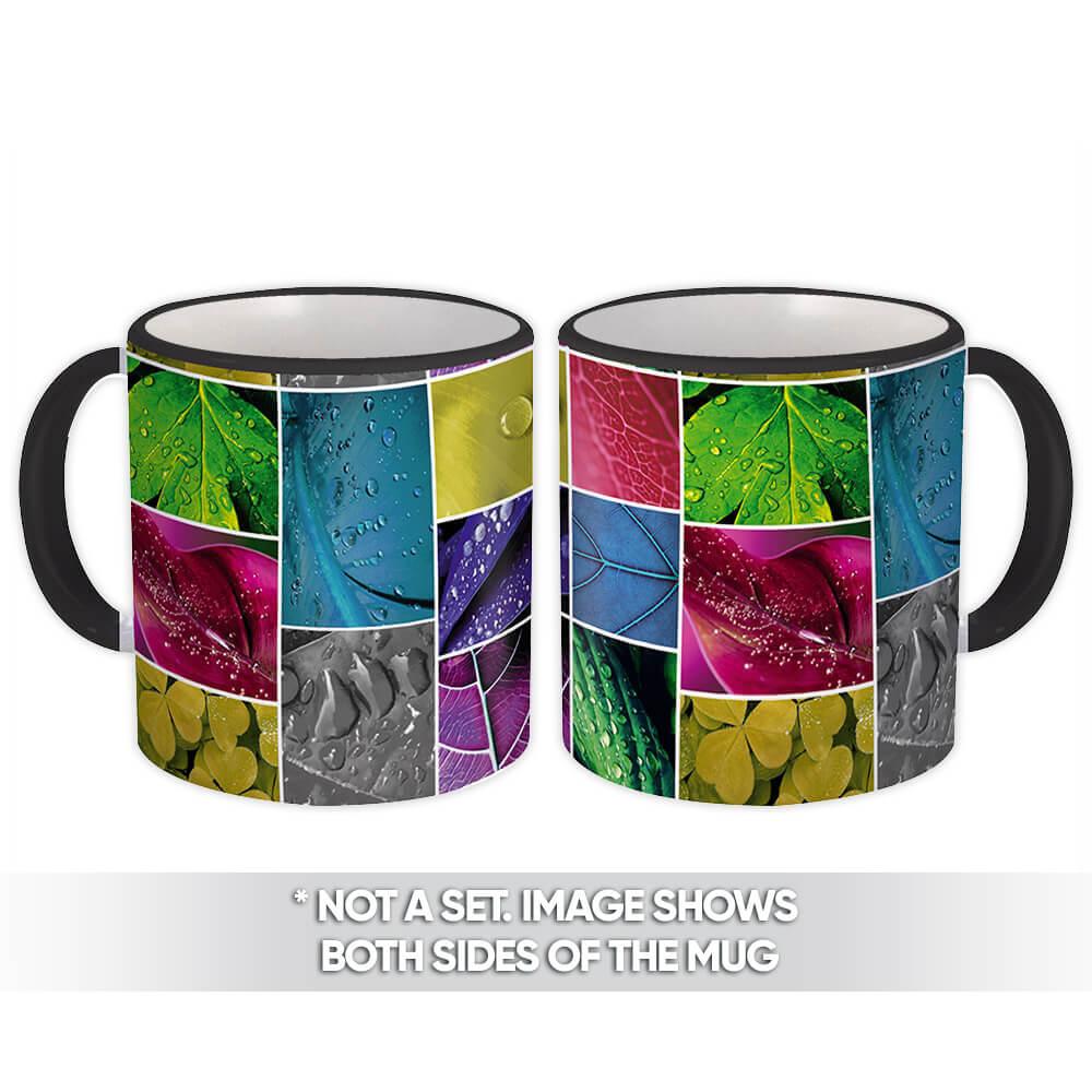 Gift Mug : Leaves Rain Shamrock Plant Vein Rainbow Mosaic Pattern Ecology Love