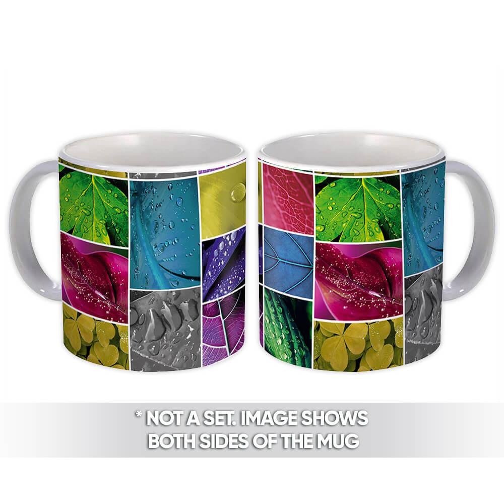 Gift Mug : Leaves Rain Shamrock Plant Vein Rainbow Mosaic Pattern Ecology Love