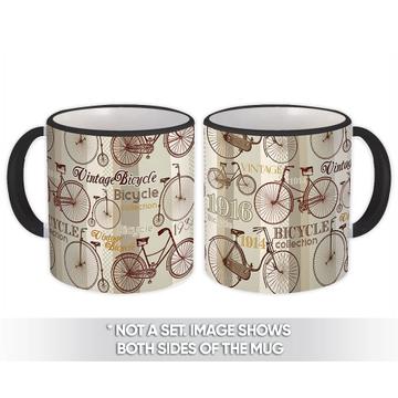 Vintage Bicycle : Gift Mug Transport Pattern Retro Paris Travel Home Fabric Print Stripes