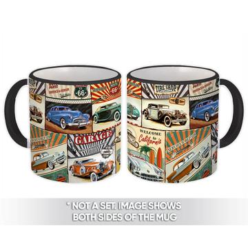 Retro Classic Cars : Gift Mug Vintage Transport Pattern Travel Adventure Can Prints Auto