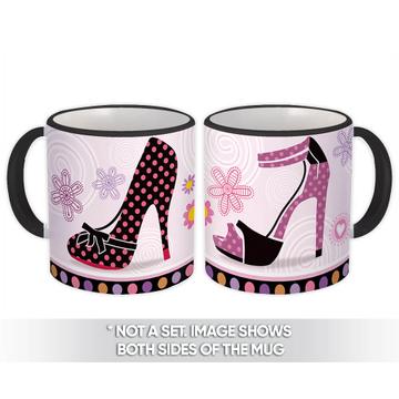 Designed Shoes : Gift Mug Polka Dots Flowers Mother Friend Pattern Sisters Room Decor