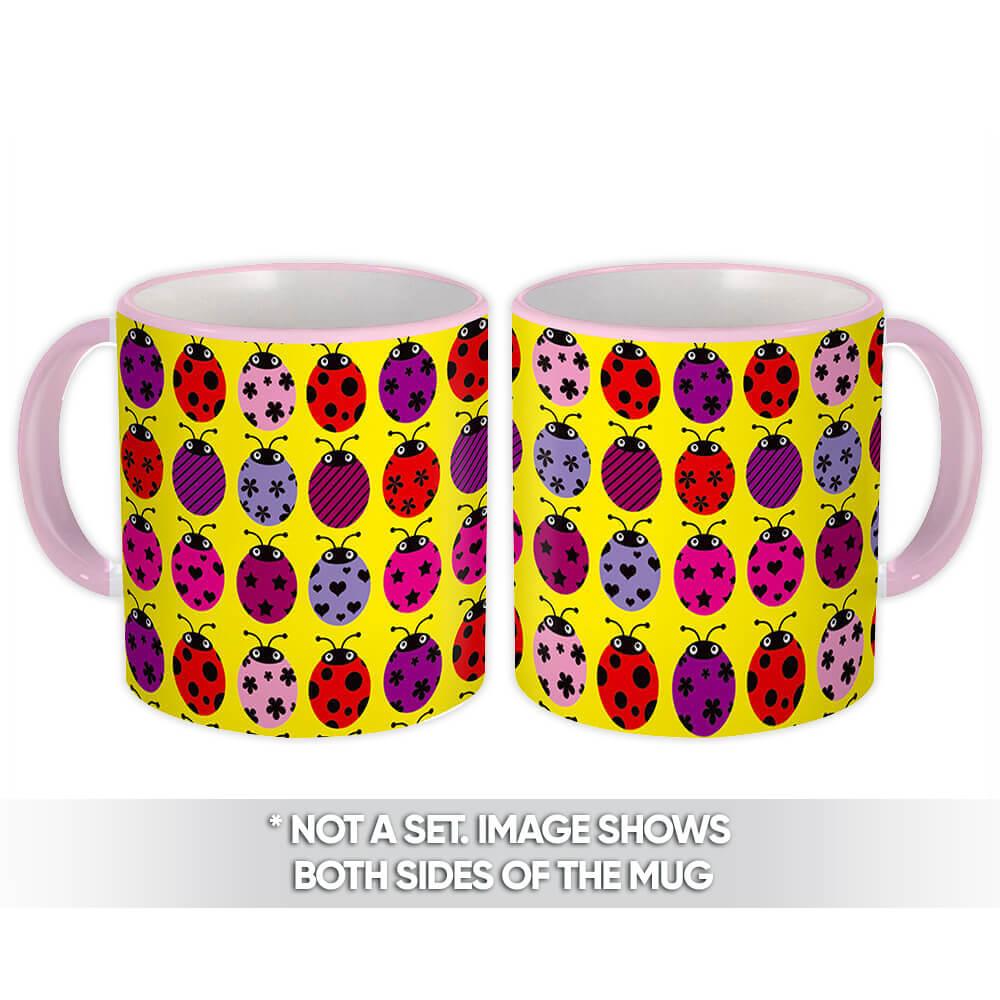 Gift Mug : Cute Printed Ladybugs Bright Pattern Floral Starry Striped Butterfly