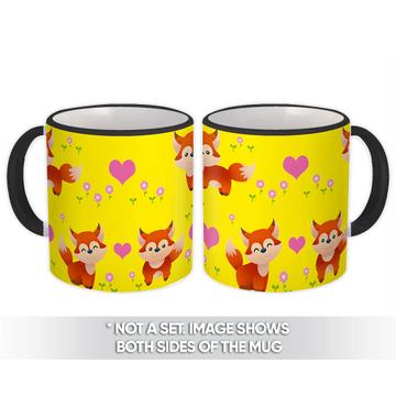 Cute Baby Fox : Gift Mug Revelation Kids Nursery Room Decor Pattern Animal Flowers