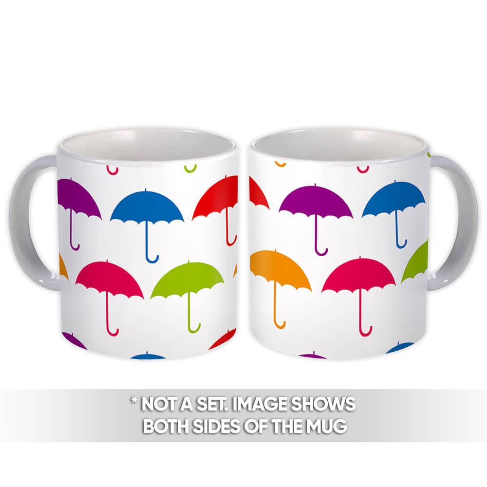 Gift Mug : Umbrellas Rainbow Colors Pattern Rain Mood Scrapbooking Bathroom